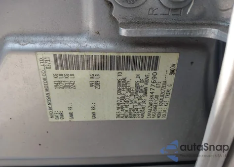 2011 Nissan Altima 2.5 S z USA, uszkodzony, nr VIN 1N4AL2AP2BN477690